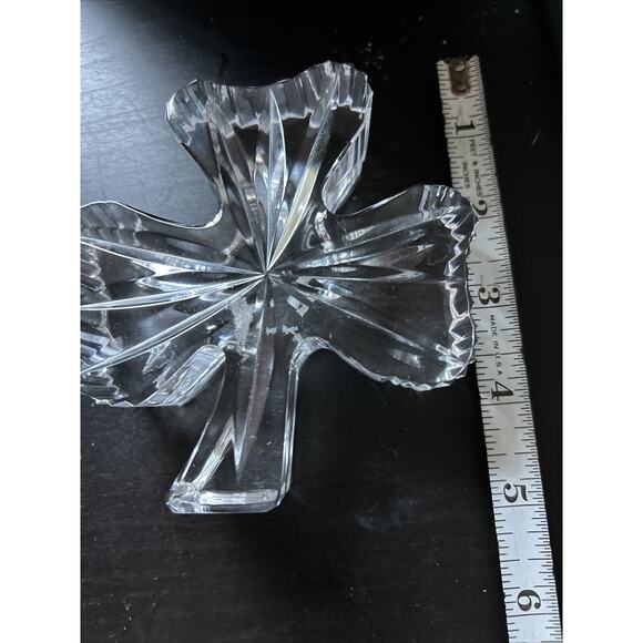 Waterford Crystal Three Leaf Clover Shamrock Paperweight w Label Made in Ireland - Picture 2 of 8